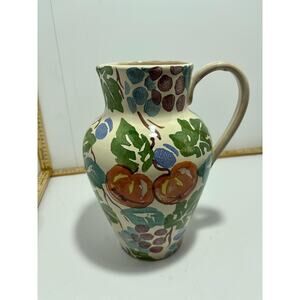 Vintage Pier 1 Imports Italian Ceramic Fruit & Vine Pitcher Hand-Painted Glazed